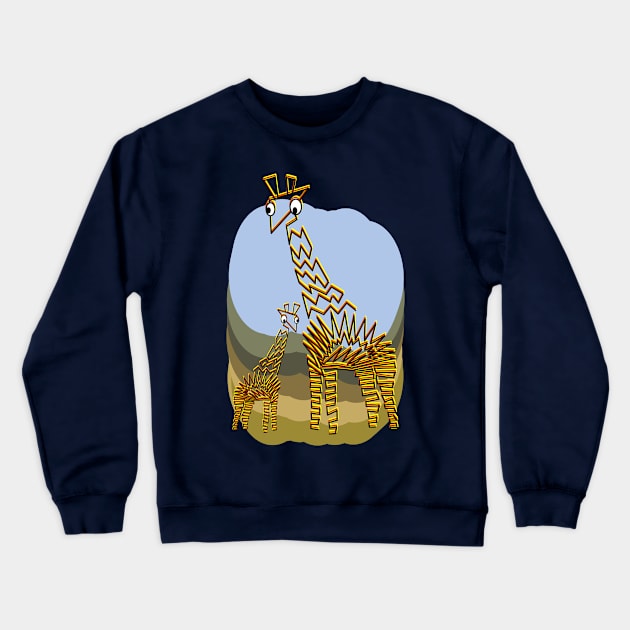 Giraffe and Calf Crewneck Sweatshirt by Shrenk